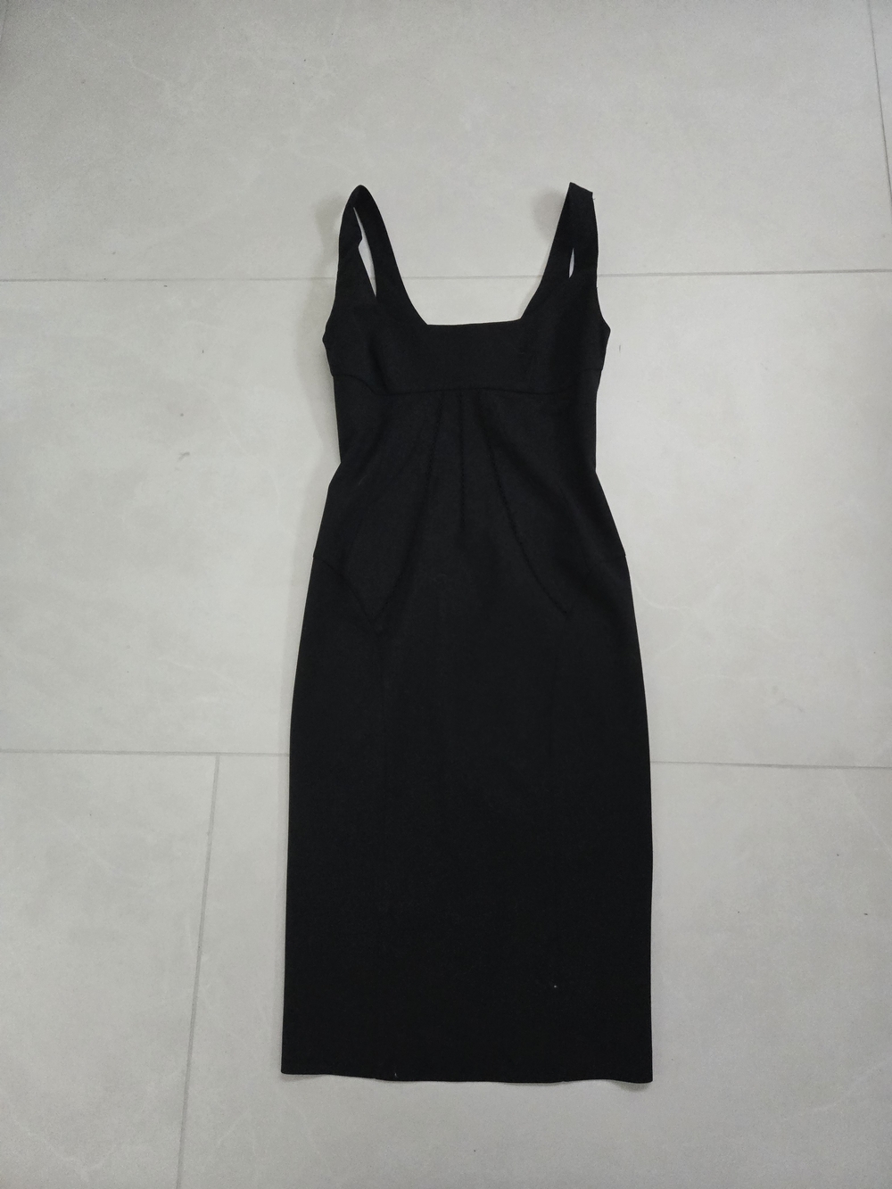D&G Vintage 1995 Black Sleeveless Square-Neck Midi Dress